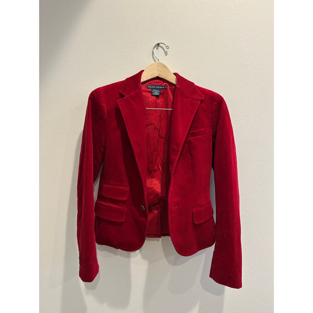 Ralph Lauren red corduroy blazer 100% cotton sz 6/ M - riding/ equestrian jacket - Picture 5 of 10